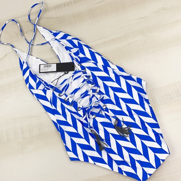 EMMA PAKE Antonia lace-up printed swimsuit NWT S - Picture 5 of 13